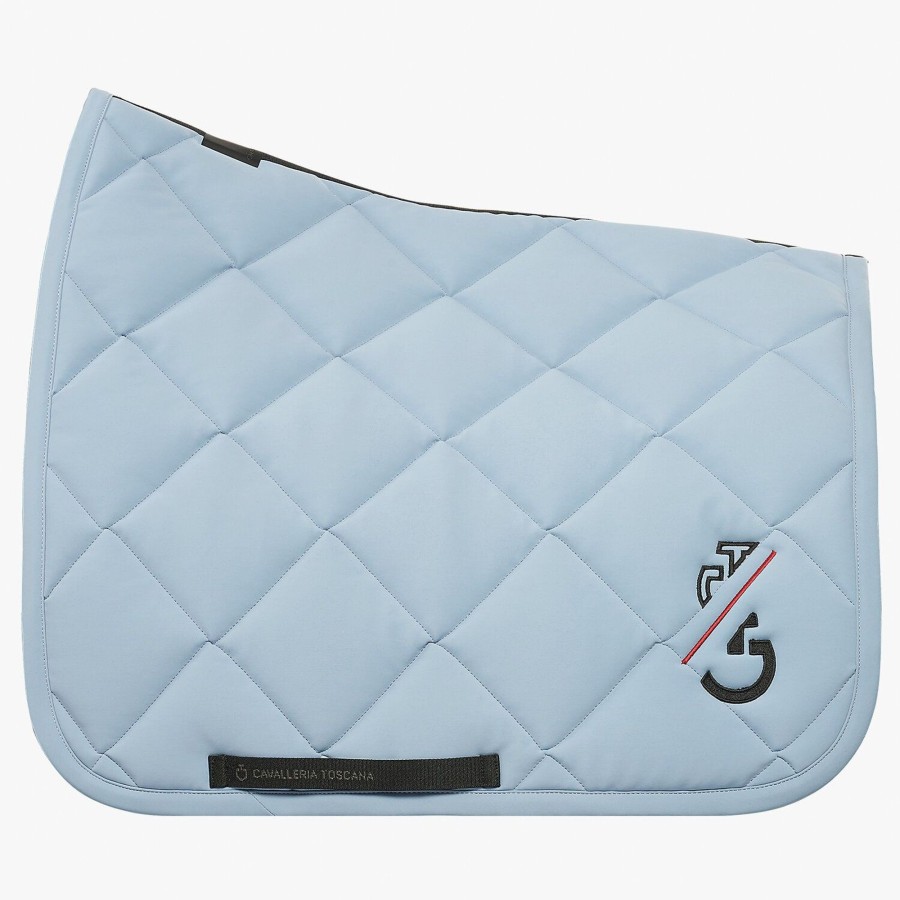 Horse Equipment Cavalleria Toscana  | Ct Team Red Stripe Dressage Saddle Pad Light Blue
