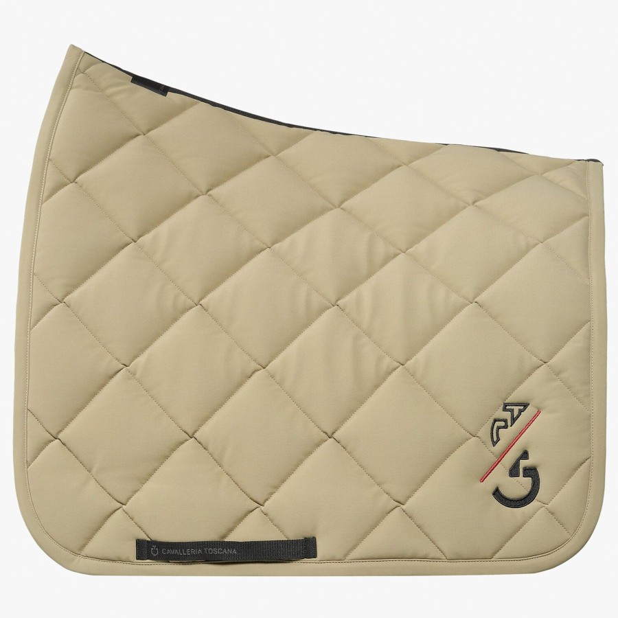 Horse Equipment Cavalleria Toscana  | Ct Team Red Stripe Dressage Saddle Pad Grey