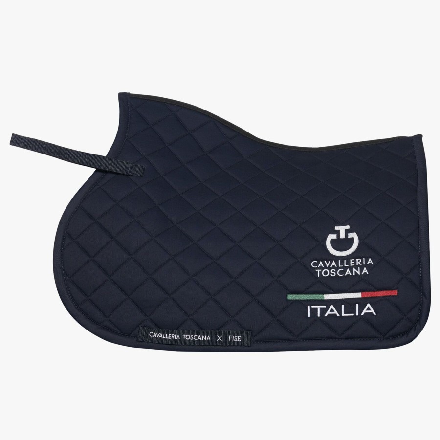 Horse Equipment Cavalleria Toscana  | Fise Jumping Saddle Pad Navy