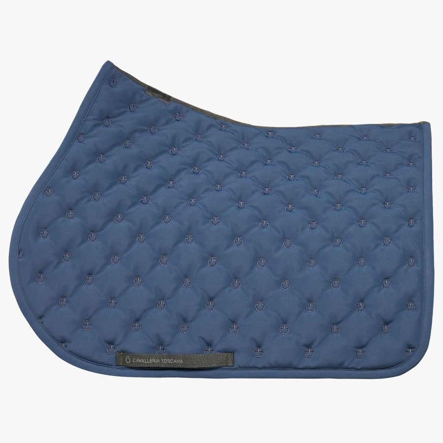Horse Equipment Cavalleria Toscana  | Jumping Saddle Pad With Ct Logos Ocean Blue