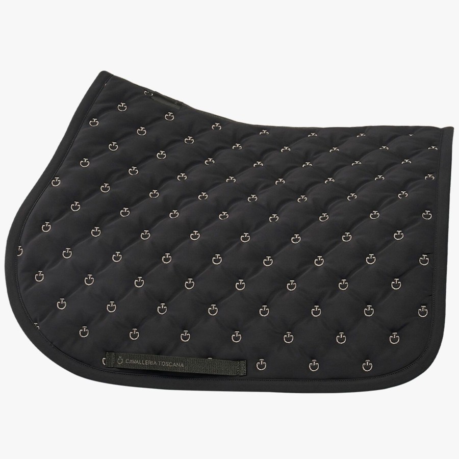 Horse Equipment Cavalleria Toscana  | Jumping Saddle Pad With Ct Logos Black Tortora